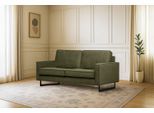 2-Sitzer HOME AFFAIRE "Pinto, 166 cm, Cord, Chenille, Lederoptik", grün (khaki), B:166cm H:85cm T:97cm, Luxus-Microfaser (100% Polyester);Cord (92% Polyester, 8% Polyamide), Sofas, mit Keder, schwarze Metallfüße, Wellenunterfederung