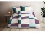 Wendebettwäsche GRUND Gr. 1, bunt (lila, petrol, bedruckt), B/L: 135cm x 200cm, Satin, B/L: 80cm x 80cm, 1 tlg., Satin, 100% Baumwolle, Bettwäsche, Wendebettwäsche