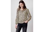Langarmbluse STREET ONE STUDIO, Damen, Gr. 44, stone sand, Stoff, 100% Viskose, gemustert, normal normal, Rundhals, elastischer Bund, Blusen, aus softer Viskose