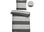 Bettwäsche BIBERNA Gr. 2, grau (hellgrau, dunkelgrau), B/L: 155cm x 220cm, Flanell, B/L: 80cm x 80cm, 2 Stk., Flanell, 100% Baumwolle, Bettwäsche, Bettwäsche