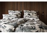 Bettwäsche ELEGANTE "Jungle Graphic", schwarz-weiß (schwarz, sand), B/L: 135cm x 200cm, 1 Stk., 1 Stk., Mako-Satin, B/L: 80cm x 80cm, 2 Stk., Mako-Satin, Obermaterial: 100% Baumwolle, Bettwäsche, Bettwäsche, angenehmes Hautgefühl