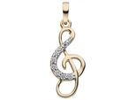 Kettenanhänger JOBO "Anhänger Musik Notenschlüssel 18 mm", gelbgold 333, weiß, Schmuckanhänger, Damen, Gelbgold 333, Kettenanhänger, 333 Gold mit 8 Zirkonia