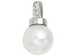 Perlenanhänger JOBO "Anhänger Silberanhänger 18 mm", silber 925, Schmuckanhänger, Damen, Perlen Silber 925 (Sterlingsilber), Perlen, Silber 925 (Sterlingsilber), 925 Silber mit synthetischer Perle und 3 Zirkonia
