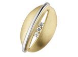 Kettenanhänger JOBO "Anhänger Goldanhänger oval 18 mm", gelbgold 375, weiß, Schmuckanhänger, Damen, Gelbgold 375 Weißgold 375, Gelbgold 375, Weißgold 375, Kettenanhänger, 375 Gold bicolor mit 3 Zirkonia
