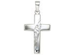 Kreuzanhänger JOBO "Anhänger Kreuz Silberkreuz 23 mm", silber 925, Schmuckanhänger, Damen, Silber 925 (Sterlingsilber), 925 Silber teil gehämmert massiv