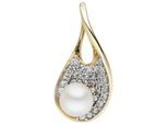 Perlenanhänger JOBO "Anhänger Goldanhänger 19 mm", gelbgold 375, weiß, Schmuckanhänger, Damen, Gelbgold 375 Perlen, Gelbgold 375, Perlen, 375 Gold mit Perle und Zirkonia