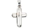 Kreuzanhänger JOBO "Anhänger Kreuz Weißgoldkreuz 17 mm", weißgold 585, Schmuckanhänger, Damen, Diamanten Weißgold 585, Diamanten, Weißgold 585, 585 Weißgold mit 3 Diamanten