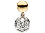 Kettenanhänger JOBO "Anhänger 13 mm", gelbgold 375, weiß, Schmuckanhänger, Damen, Gelbgold 375 Weißgold 375, Gelbgold 375, Weißgold 375, Kettenanhänger, 375 Gold bicolor mit 7 Zirkonia