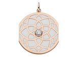 Kettenanhänger JOBO "Anhänger rund Ornament 30 mm", roségoldfarben, weiß, Schmuckanhänger, Damen, Silber 925 (Sterlingsilber), Kettenanhänger, 925 Silber roségold vergoldet mit Zirkonia und Emaille