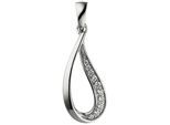 Kettenanhänger JOBO "Anhänger Tropfen 24 mm", silber (silber 925, weiß), Schmuckanhänger, Damen, Silber 925 (Sterlingsilber), Kettenanhänger, 925 Silber rhodiniert mit 10 Zirkonia