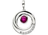 Kettenanhänger JOBO "Anhänger Weißgoldanhänger 17 mm", rubinrot, rot, Schmuckanhänger, Damen, Weißgold 375, Kettenanhänger, 375 Weißgold mit Rubin und 7 Zirkonia