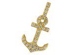 Kettenanhänger JOBO "Anhänger Anker 19 mm", goldfarben, weiß, Schmuckanhänger, Damen, Silber 925 (Sterlingsilber), Kettenanhänger, 925 Silber vergoldet mit 32 Zirkonia