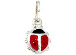 Kettenanhänger JOBO "Anhänger Marienkäfer 10 mm", rot, Schmuckanhänger, Mädchen, Silber 925 (Sterlingsilber), Kettenanhänger, 925 Silber rhodiniert