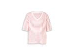 TOM TAILOR Damen Oversize T-Shirt mit Streifenmuster, weiß, Gestreift, Gr. M