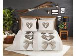 Wendebettwäsche GOOD MORNING "Siff", sand, B/L: 155cm x 220cm, 1 Stk., 1 Stk., Flanell, B/L: 80cm x 80cm, 2 Stk., Flanell, Obermaterial: 100% Baumwolle, Bettwäsche, Wendebettwäsche, Flanell, Biber, Winter, Warm, Reißverschluss, Wende, ländlicher Stil