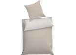 Wendebettwäsche DYCKHOFF "Uni", beige, B/L: 155cm x 220cm, 1 Stk., 1 Stk., Renforcé, B/L: 80cm x 80cm, 2 Stk., Renforcé, Obermaterial: 100% Baumwolle, Bettwäsche, Wendebettwäsche, Baumwolle, Renforcé, 100x135, Baby, Unifarben Meerblau, Reißverschluss