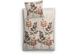 Bettwäsche KLEINE WOLKE "Grana", braun (macadamia), B/L: 135cm x 200cm, Mako-Satin, B/L: 80cm x 80cm, 2 Stk., Mako-Satin, Obermaterial: 100% Baumwolle, Bettwäsche, Bettwäsche, mit Blättern