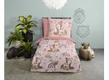 Kinderbettwäsche GOOD MORNING "Bibi blossom", rosa, B/L: 135cm x 200cm, 1 Stk., 1 Stk., Renforcé, B/L: 80cm x 80cm, 2 Stk., Renforcé, Obermaterial: 100% Baumwolle, Bettwäsche, Baumwolle, 135x200, Reißverschluss, Wende, Kind, Mädchen, Bambi, Rosa
