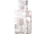 Bettwäsche PRIMERA "puzzle", bunt (braun, weiß, grau), B/L: 155cm x 220cm, 1 Stk., 1 Stk., Renforcé, B/L: 80cm x 80cm, 2 Stk., Renforcé, Obermaterial: 100% Baumwolle, Bettwäsche, Bettwäsche, mit strukturierten und kunstvoll angeordneten Formen