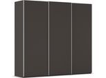 Kleiderschrank RAUCH "Schwebetürenschrank Schrank Garderobe Ankleide Schlafzimmer TARO", graphit, griffleisten alufarben, B:242cm H:223cm T:69cm, Holzwerkstoff, Schränke, Kleiderschrank, 4 Breiten, optional Passepartout mit/ohne Beleuchtung MADE IN GERMANY