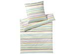 Bettwäsche ELEGANTE "Tapes", blau (aqua), B/L: 135cm x 200cm, 1 Stk., 1 Stk., Mako-Batist, B/L: 80cm x 80cm, 2 Stk., Mako-Batist, Obermaterial: 100% Baumwolle, Bettwäsche, Bettwäsche, angenehmes Hautgefühl