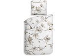 Wendebettwäsche HECKETT & LANE "Rio", weiß, B/L: 155cm x 220cm, 1 Stk., 1 Stk., Renforcé, B/L: 80cm x 80cm, 2 Stk., Renforcé, Obermaterial: 100% Baumwolle, Bettwäsche, Wendebettwäsche, Blumen Muster, 100% Baumwolle ab 135x200 cm.