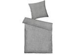 Bettwäsche TOM TAILOR HOME "WOVEN MELANGE in Gr. 135x200cm oder 155x220cm", grau (soft grau), B/L: 135cm x 200cm, 1 Stk., 1 Stk., Flanell, B/L: 80cm x 80cm, 2 Stk., Flanell, Obermaterial: 40% Baumwolle, 35% Polyester, 25% Viskose, Bettwäsche, Bettwäsche, new bedroom, Doppelnaht am Kissen, gewebtes Label