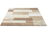 Wollteppich THEKO "Royal Domas 4028", braun, B:300cm H:14mm L:400cm, Schurwolle, Teppiche, Kurzflor, reine Wolle, handgetuftet, modernes Patchwork Design