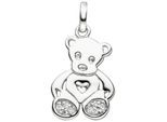 Kettenanhänger JOBO "Anhänger Kinderanhänger Teddy 17 mm", silber 925, weiß, Schmuckanhänger, Mädchen, Silber 925 (Sterlingsilber), Kettenanhänger, 925 Silber rhodiniert mit Zirkonia
