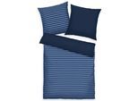 Bettwäsche TOM TAILOR HOME "MEDIUM STRIPES in Gr. 135x200cm, 155x220cm oder 200x220cm", blau (schwarz navy, cool blau), B/L: 155cm x 220cm, 1 Stk., 1 Stk., Renforcé, B/L: 80cm x 80cm, 2 Stk., Renforcé, Obermaterial: 100% Baumwolle, Bettwäsche, Bettwäsche, new bedroom, mit farbigem Markenreißverschluss