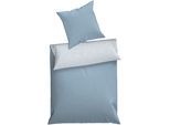 Wendebettwäsche DYCKHOFF "Uni", blau, B/L: 135cm x 200cm, 1 Stk., 1 Stk., Renforcé, B/L: 80cm x 80cm, 2 Stk., Renforcé, Obermaterial: 100% Baumwolle, Bettwäsche, Wendebettwäsche, Baumwolle, Renforcé, 100x135, Baby, Unifarben Meerblau, Reißverschluss
