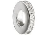 Runder Anhänger JOBO "Kleine Scheibe 9 mm", silber 925, weiß, Schmuckanhänger, Damen, Silber 925 (Sterlingsilber), 925 Silber rhodiniert mit Zirkonia rundum