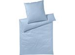 Bettwäsche YES FOR BED "Pure & Simple Uni in Gr. 135x200, 155x220 oder 200x200 cm", blau (bleu), B/L: 135cm x 200cm, 1 Stk., 1 Stk., Mako-Satin, B/L: 80cm x 80cm, 2 Stk., Mako-Satin, Obermaterial: 100% Baumwolle, Bettwäsche, Bettwäsche, Bettwäsche aus Baumwolle, zeitlose Bettwäsche mit seidigem Glanz