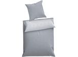 Wendebettwäsche DYCKHOFF "Uni", grau, B/L: 155cm x 220cm, 1 Stk., 1 Stk., Renforcé, B/L: 80cm x 80cm, 2 Stk., Renforcé, Obermaterial: 100% Baumwolle, Bettwäsche, Wendebettwäsche, Baumwolle, Renforcé, 100x135, Baby, Unifarben Meerblau, Reißverschluss