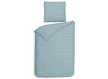 Wendebettwäsche HECKETT & LANE "Diamante", blau (sphere blau), B/L: 135cm x 200cm, 1 Stk., 1 Stk., Mako-Satin, B/L: 80cm x 80cm, 2 Stk., Mako-Satin, Obermaterial: 100% Baumwolle, Bettwäsche, Wendebettwäsche, kariert, hochwertiges Mako-Satin, Bettwäsche ab 135x200 cm.