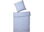 Bettwäsche ELEGANTE "Breezee", blau (hellblau), B/L: 135cm x 200cm, 1 Stk., 1 Stk., Halbleinen, B/L: 80cm x 80cm, 2 Stk., Halbleinen, Obermaterial: 50% Baumwolle, 50% Leinen, Bettwäsche, Bettwäsche, angenehmes Hautgefühl