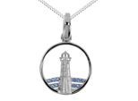 Kette mit Anhänger OSTSEE-SCHMUCK "- Leuchtturm 15 mm - Silber 925/000 - Zirkonia" Gr. 40, silber (silber 925, silberfarben, weiß), Schmuck_Sets, Damen, 40, Silber 925 (Sterlingsilber)