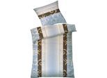 Bettwäsche DYCKHOFF "Pamela", blau, B/L: 135cm x 200cm, 1 Stk., 1 Stk., Frottee, B/L: 80cm x 80cm, 2 Stk., Frottee, Obermaterial: 75% Baumwolle, 25% Polyester, Bettwäsche, Bettwäsche, aus Weichfrottier