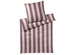 Bettwäsche ELEGANTE "Night Stripe", rot (puder), B/L: 135cm x 200cm, 1 Stk., 1 Stk., Mako-Satin, B/L: 80cm x 80cm, 2 Stk., Mako-Satin, Obermaterial: 100% Baumwolle, Bettwäsche, Bettwäsche, angenehmes Hautgefühl