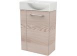 Waschtisch FACKELMANN "SBC", braun (braun, hellbraun, alaska, esche, optik), B:45,5cm H:70,5cm T:32cm, Holzwerkstoff, Keramik, Waschtische, Waschtisch, bestehend aus Becken und Unterbau, Breite ca. 45 cm