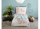 Kinderbettwäsche GOOD MORNING "Boho", rosa, B/L: 135cm x 200cm, 1 Stk., 1 Stk., Renforcé, B/L: 80cm x 80cm, 2 Stk., Renforcé, Obermaterial: 100% Baumwolle, Bettwäsche, 100% Baumwolle, 135x200, Reißverschluss, Wende, Kind, Mädchen, pastell