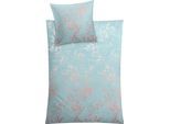 Bettwäsche KLEINE WOLKE "Kate in Gr. 135x200 oder 155x220 cm", blau (krokusblau), B/L: 135cm x 200cm, 1 Stk., 1 Stk., Mako-Satin, B/L: 80cm x 80cm, 2 Stk., Mako-Satin, Obermaterial: 100% Baumwolle, Bettwäsche, Bettwäsche, Bettwäsche aus Baumwolle, elegante Bettwäsche mit floralem Muster