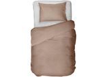 Bettwäsche KAYORI "Watari", braun (mocca), B/L: 135cm x 200cm, 1 Stk., 1 Stk., Lyocell, B/L: 80cm x 80cm, 2 Stk., Lyocell, Obermaterial: 100% Baumwolle, Bettwäsche, Bettwäsche, 65% Baumwolle - 35% Leinen