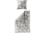 Bettwäsche JEKATEX "DALIA", grau (kitt), B/L: 135cm x 200cm, 1 Stk., 1 Stk., Mako-Satin, B/L: 80cm x 80cm, 2 Stk., Mako-Satin, Obermaterial: 100% Baumwolle, Bettwäsche, Bettwäsche, Bettwäsche-Set aus 100% Baumwolle