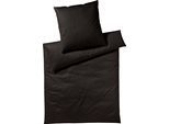 Bettwäsche YES FOR BED "Pure & Simple Uni in Gr. 135x200, 155x220 oder 200x200 cm", schwarz, B/L: 135cm x 200cm, 1 Stk., 1 Stk., Mako-Satin, B/L: 80cm x 80cm, 2 Stk., Mako-Satin, Obermaterial: 100% Baumwolle, Bettwäsche, Bettwäsche, Bettwäsche aus Baumwolle, zeitlose Bettwäsche mit seidigem Glanz
