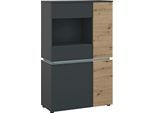 Vitrine HOME AFFAIRE "Luci", eichefarben artisan, kosmos anthrazit, B:90,4cm H:146cm T:40cm, Holzwerkstoff, Schränke, Vitrine, Höhe 146 cm