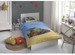 Kinderbettwäsche GOOD MORNING "Tractor", bunt (multi, blau), B/L: 135cm x 200cm, 1 Stk., 1 Stk., Renforcé, B/L: 80cm x 80cm, 2 Stk., Renforcé, Obermaterial: 100% Baumwolle, Bettwäsche, Baumwolle, 135x200, Reißverschluss, Wendeoptik, Kind, Junge, Traktor