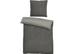 Wendebettwäsche BIBERNA "Tillmann", grau (titanium), B/L: 155cm x 220cm, 1 Stk., 1 Stk., Flanell, B/L: 80cm x 80cm, 2 Stk., Flanell, Obermaterial: 100% Baumwolle, Bettwäsche, Wendebettwäsche, kuschelig warm im Winter, gestreifte Bettwäsche mit Wendeoptik