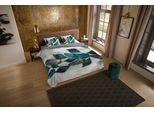 Wendebettwäsche "Phuka", grau, B/L: 155cm x 220cm, 1 Stk., 1 Stk., Microfaser, B/L: 80cm x 80cm, 2 Stk., Microfaser, Obermaterial: 100% Polyester, PURE LUXURY COLLECTION, Bettwäsche, Wendebettwäsche, Mikrofaser, Pflegeleicht, Reißverschluss, Wendeoptik, Blätter, gold