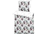 Wendebettwäsche APELT "Vivienne", grau (grau, rot), B/L: 135cm x 200cm, 1 Stk., 1 Stk., Mako-Satin, B/L: 80cm x 80cm, 2 Stk., Mako-Satin, Obermaterial: 100% Baumwolle, Bettwäsche, Wendebettwäsche, Design Bettwäsche mit Blütenallover der Trendblüte Amaryllis